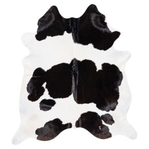 Real Black White Cowhide Rug with authentic pattern