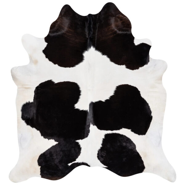 Real Black White Cowhide Rug in a modern setting