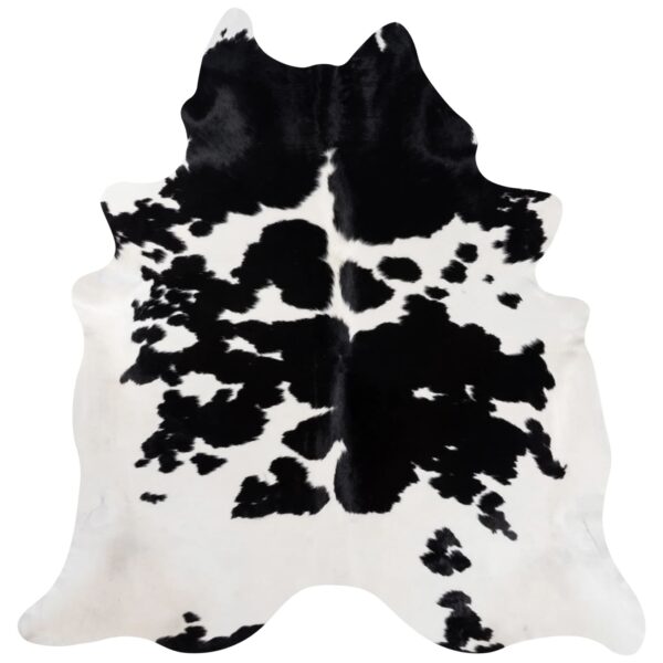 Genuine black and white cowhide rug for rustic homes