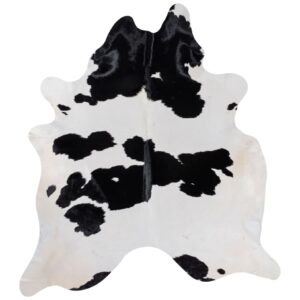 Signature Black to White Cowhide Rug with unique pattern