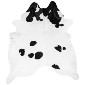 Premium black and white cowhide rug with natural pattern