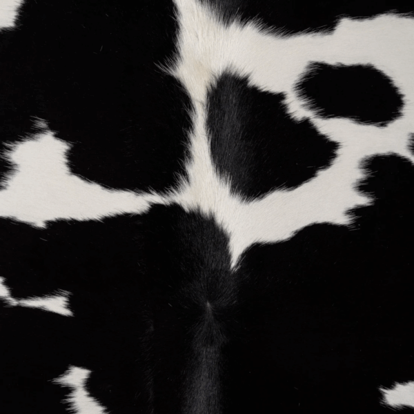 Refined Black White Cowhide Rug in a formal setting