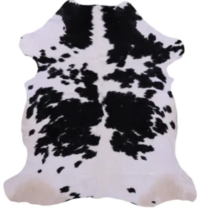 Refined Black White Cowhide Rug with elegant pattern