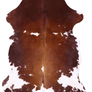 Natural Brown and White Cowhide Rug - Premium Hair-On Hide