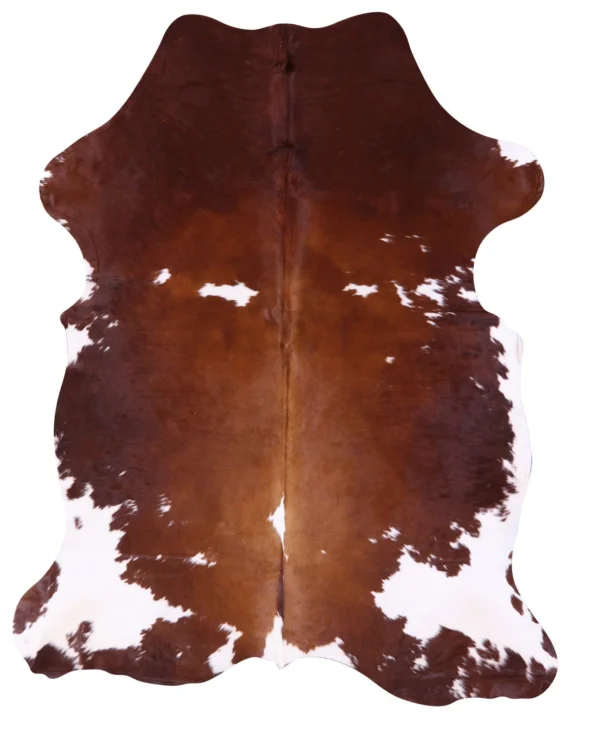 Natural Brown and White Cowhide Rug - Premium Hair-On Hide