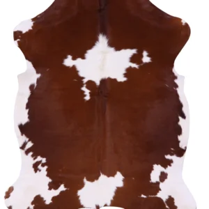Pure brown and white cowhide rug with soft natural pattern and hair-on-hide finish