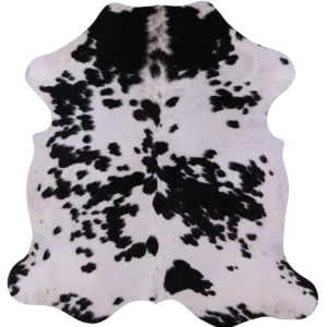 Dappled Salt and Pepper Cowhide Rug with unique pattern