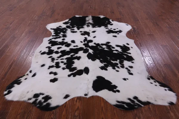 Dappled Salt and Pepper Cowhide Rug in a modern setting