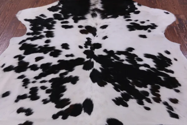 High-quality edge of Dappled Salt and Pepper Cowhide Rug
