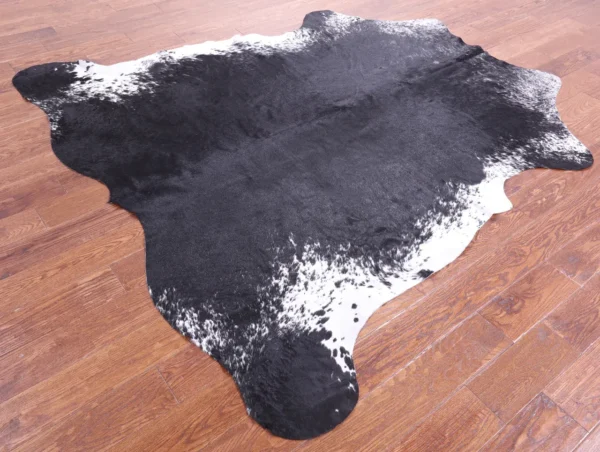 High-quality edge of Bold Salt and Pepper Cowhide Rug
