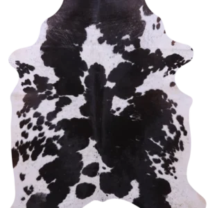 Bold Black White Cowhide Rug with striking pattern
