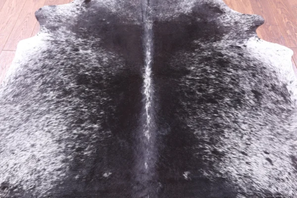 Natural Mottled Salt and Pepper Cowhide Rug in a modern setting