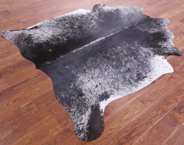High-quality edge of Natural Mottled Salt and Pepper Cowhide Rug