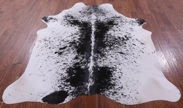 High-quality edge of Mottled Salt and Pepper Cowhide Rug