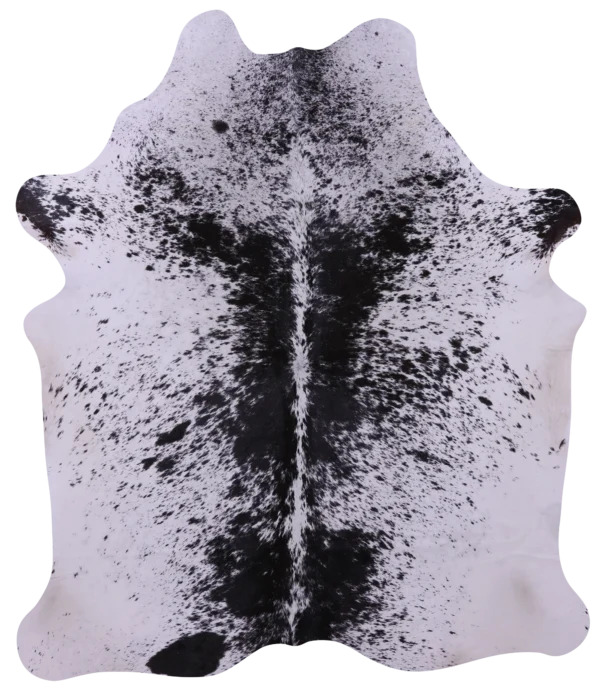 Mottled Salt and Pepper Cowhide Rug with unique pattern