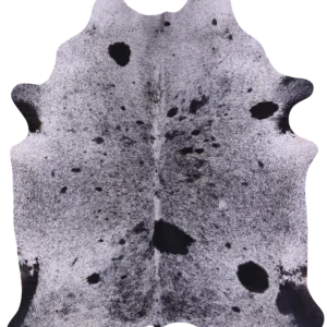Spattered Salt and Pepper Cowhide Rug with unique pattern