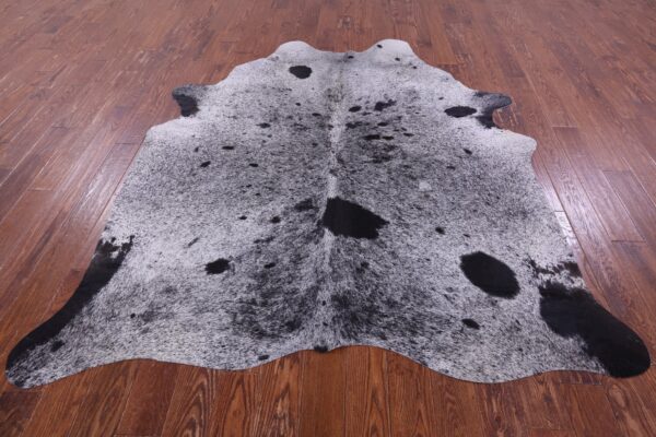 High-quality edge of Spattered Salt and Pepper Cowhide Rug