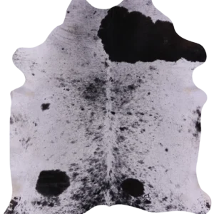 Salt and Pepper Cowhide Leather Rug with distinctive pattern