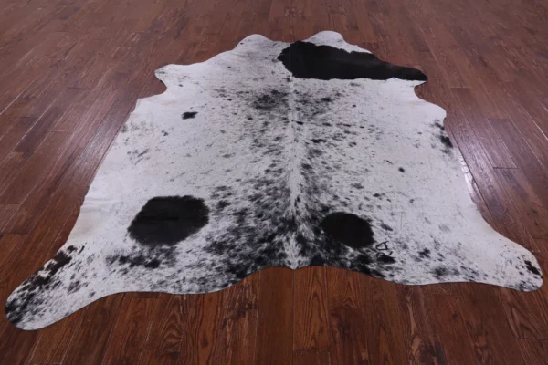 Salt and Pepper Cowhide Leather Rug in a modern setting