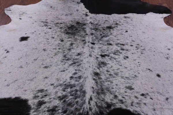 High-quality edge of Salt and Pepper Cowhide Leather Rug
