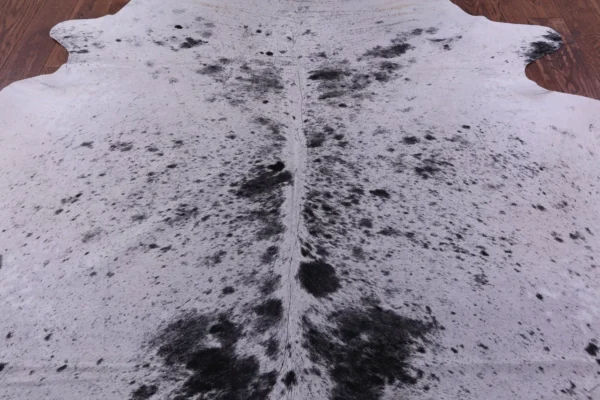 High-quality edge of Sleek Salt and Pepper Cowhide Rug