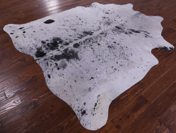 Sleek Salt and Pepper Cowhide Rug in a contemporary setting